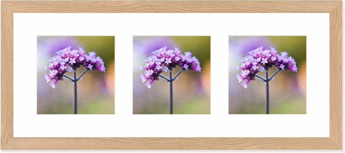 SecaDesign Anima Drieluik Fotolijst - Fotomaat 13x13 cm - Essenhout kleur grijs