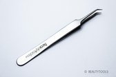 BeautyTools Punt Pincet PRECISION - Pincet met Kromme Punt Voor Wimperextensions - Wimper Pincet -Tweezers (11 cm) - Inox (PT-2168)
