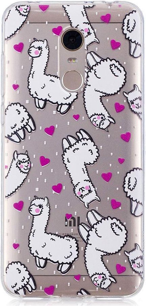 Shop4 - Xiaomi Redmi 5 Plus Hoesje - Zachte Back Case Alpaca Transparant