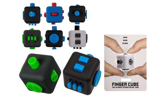 Spacer Anti-stress dobbelsteen met 6 verschillende functies, (Fidget Cube), Zwart/Groen,Zwart/Groen