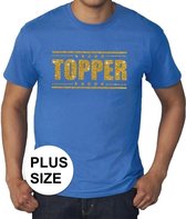 Toppers Grote maten blauw Topper t-shirt - Topper in gouden glitter letters heren - Toppers dresscode kleding XXXL