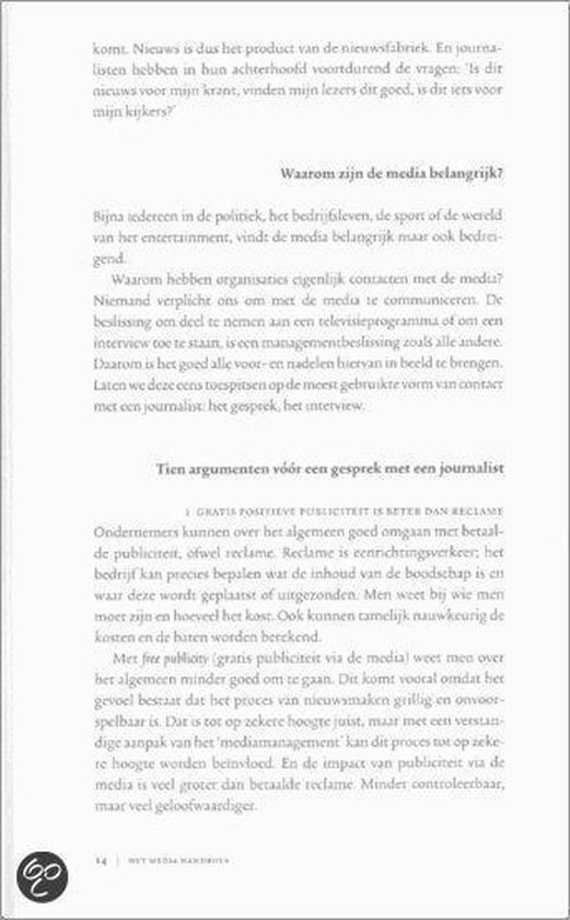 Een pagina met tekst over de media en nieuws, met de titel 'Waarom zijn de media belangrijk?'. Onderaan een logo met 'go'.