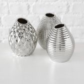 Vase - set de 3 - Argent - Faïence - 13cm - Ø 10,5cm