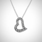 Zilveren ketting + hanger met 21 kristal steentjes - black diamond