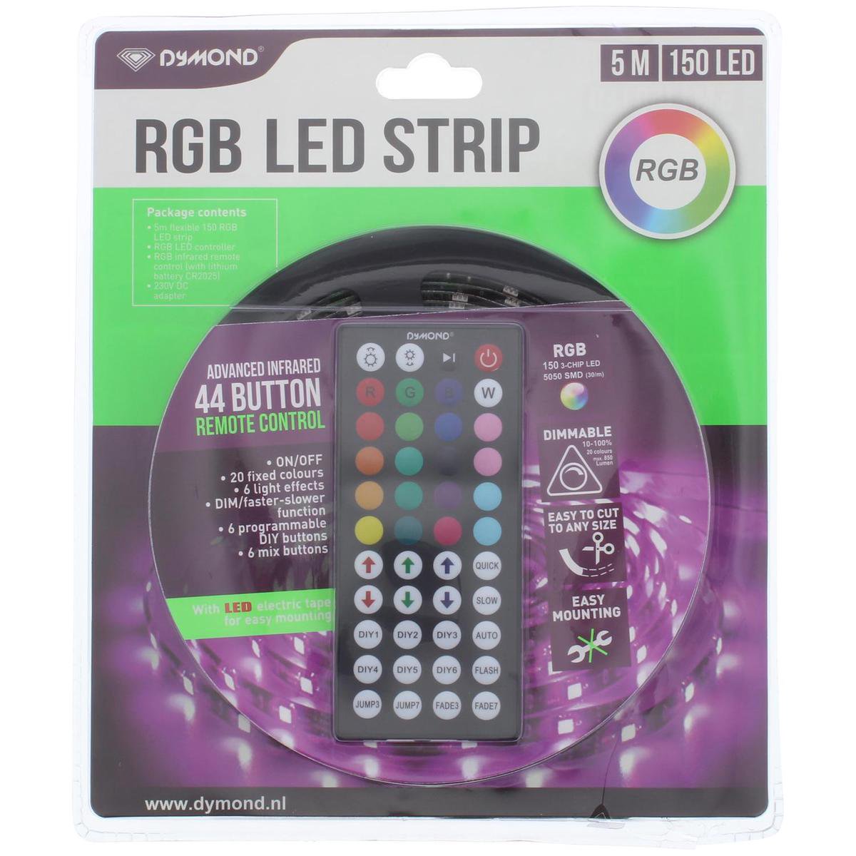 RGB Strip 5 meter 20 kleuren met 44 knoppen afstandsbediening + Magic Home Wifi... | bol.com