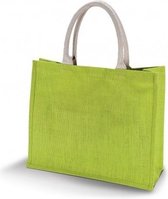 Jute lime groene shopper/boodschappen tas 42 cm - Stevige boodschappentassen/shopper bag