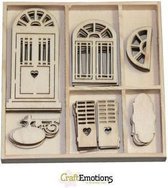 CraftEmotions Houten ornament Romantic Provence -deur venster 35 assorti  - box 10.5 x 10.5 cm