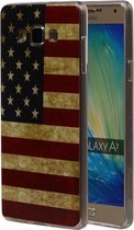 Amerikaanse Vlag TPU Cover Case voor Samsung Galaxy A7 Hoesje