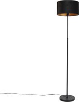 QAZQA parte fl - Klassieke Vloerlamp | Staande Lamp met kap - 1 lichts - H 1675 mm - Zwart Goud - Woonkamer | Slaapkamer