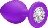 Lola Toys - Emotions - Buttplug met Diamant - Anaal - Siliconen - Maat L - 42mm - Paars met Transparante Diamant