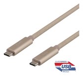 DELTACO USBC-1422M USB-C SuperSpeed kabel 10 Gbit/s - 100W 5A - 1 meter - Goud