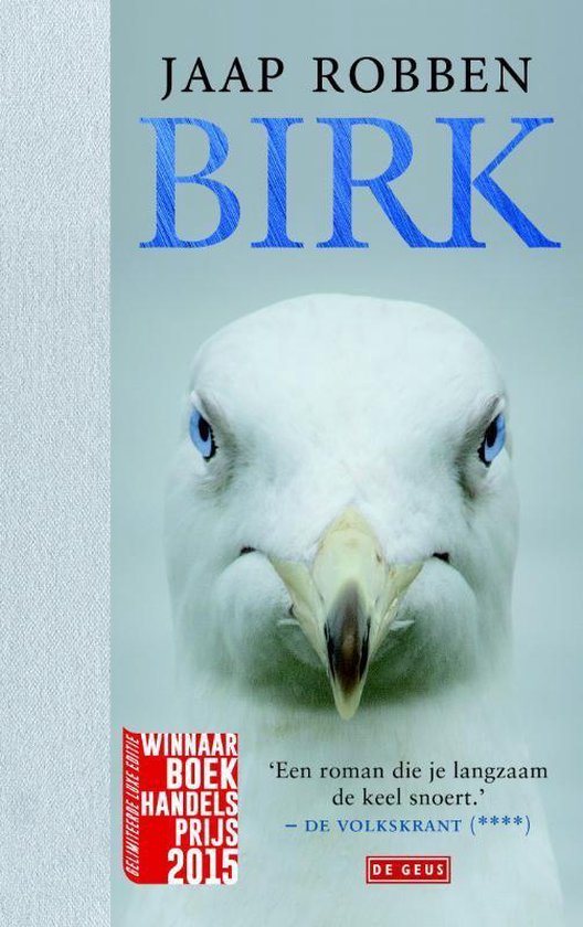 Boek 'Birk' van Jaap Robben met een meeuw op de voorkant. Winnaar boek handels prijs 2015.