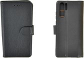 Pearlycase Echt Leder Zwart Wallet Bookcase Hoesje voor Huawei P30 Pro