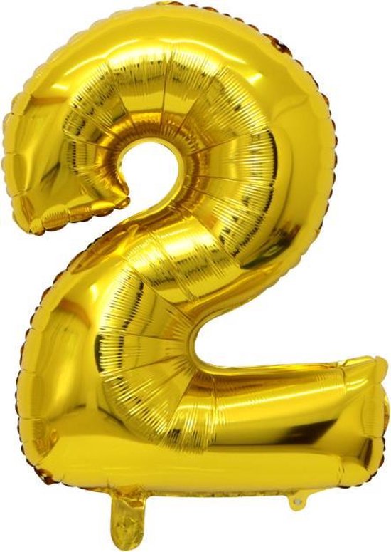 Maak een naam handtekening Wafel XL nummer 2 folie cijfer ballon goud 100cm / 40inch | nummerballon |  cijferballon | bol.com