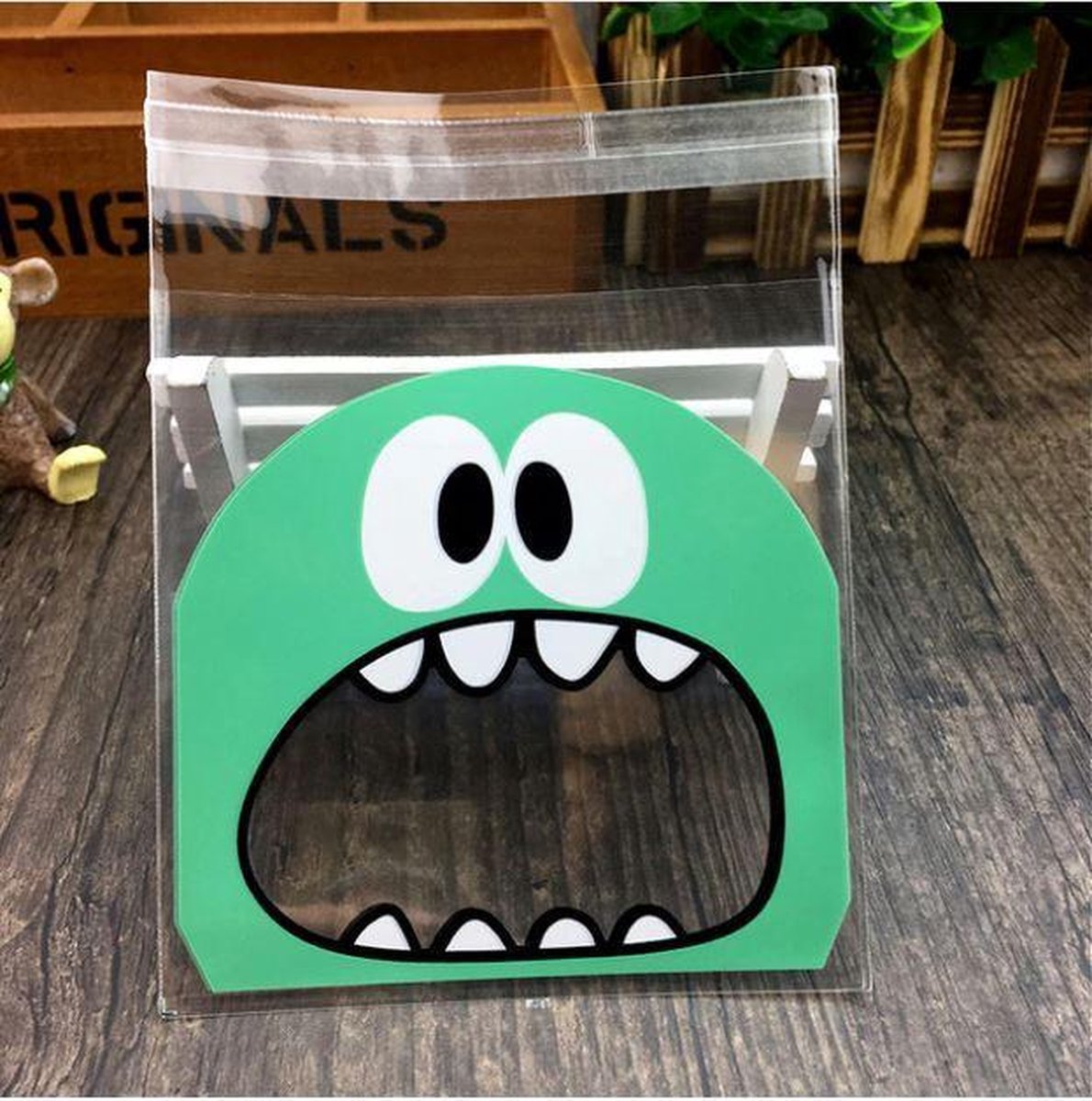 50x Transparante Uitdeelzakjes Monster Groen - Traktatie, Verjaardag, Kinderfeestje - Uitdeel Zakjes
