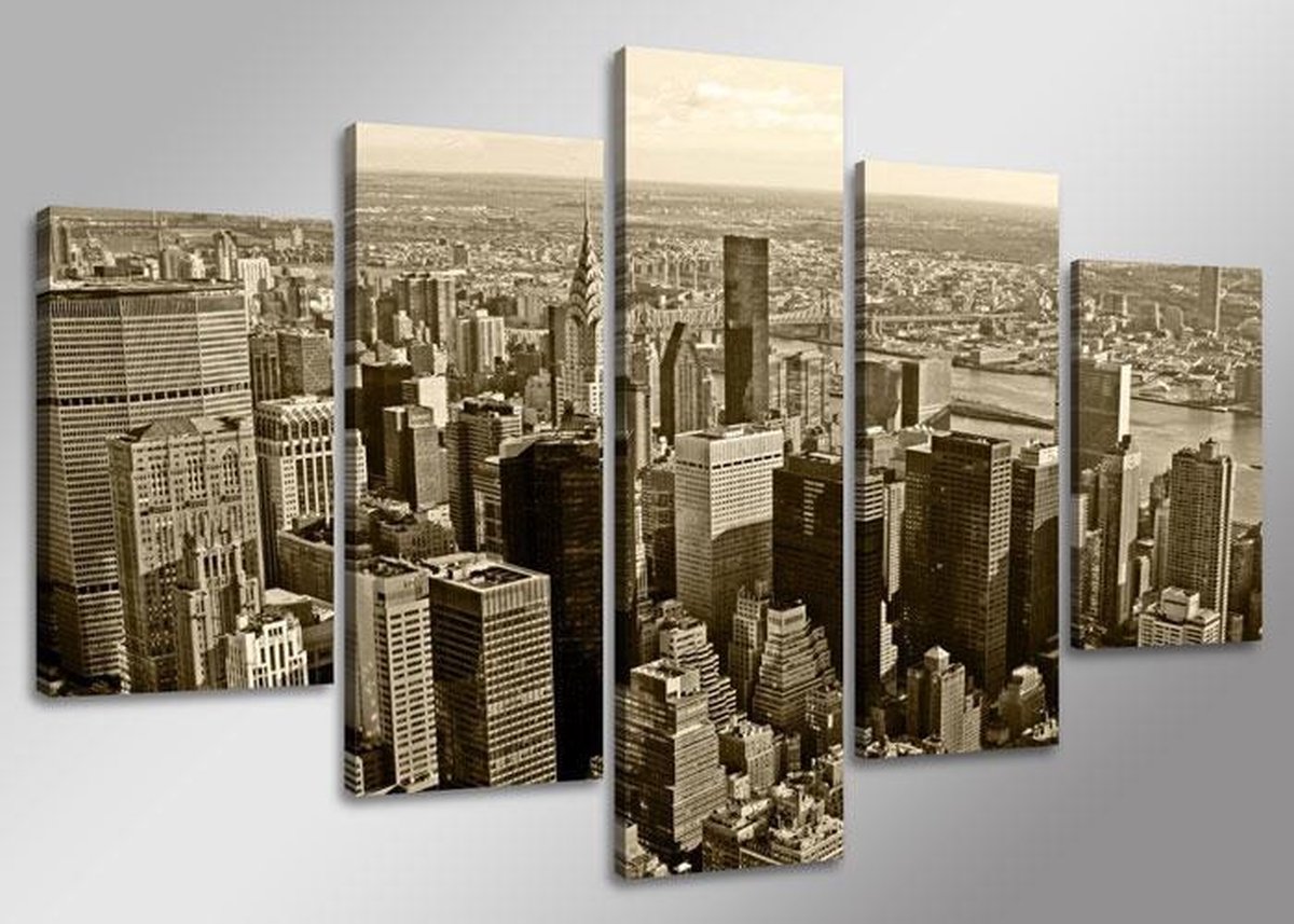 New York - Canvas Schilderij Vijfluik 160 x 80 cm