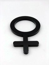 WC Toilet deur bordje dames pictogram / 28 cm / zwart acrylaat 8 mm.