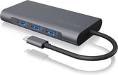 ICY BOX IB-DK4040-CPD USB-C Dock met HDMI, USB 3.0 Hub, Power Delivery, LAN, Kaartlezer, Audio, VGA voor MacBook en Laptop, Aluminium,grijs