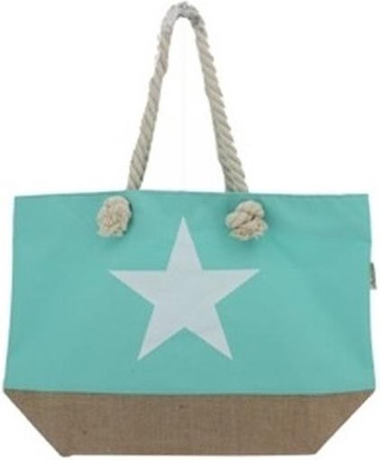 Sac de plage vert menthe avec étoile blanche 55 cm - Sacs de plage / sacs  à... | bol.com