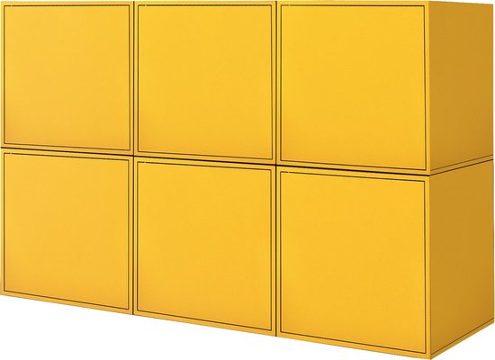 Kast met deur voor wandmontage - 6 stuks set - geel | bol.com