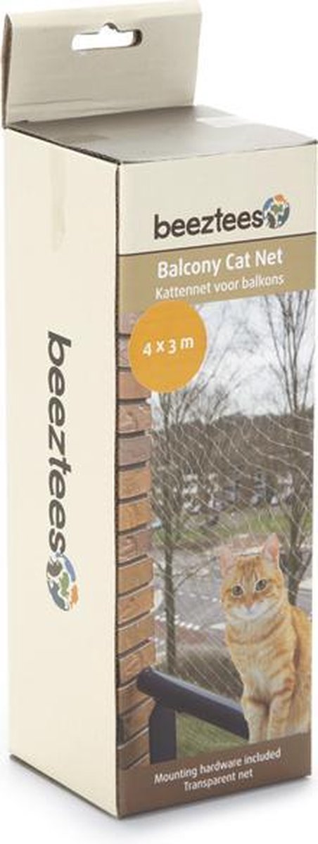 Beeztees - Kattennet - Voor Balkon - Transparant - 4x3 m - Beeztees
