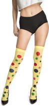 VIVING COSTUMES / JUINSA - Gele clown kousen met stippen voor volwassenen - Accessoires > Panty's en kousen