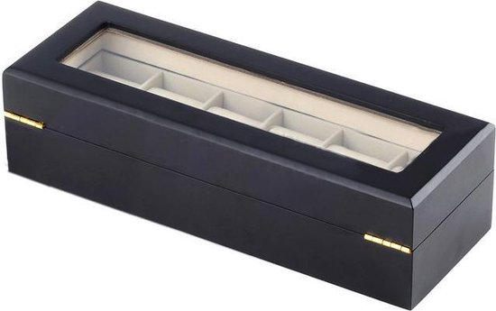 bol.com | Luxe Horlogedoos 6 compartimenten horlogebox met kussentjes - horloges - zwart