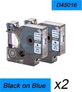 2x Compatible voor Dymo 45016 Standard Label Tape - Zwart op Blauw - 12mm