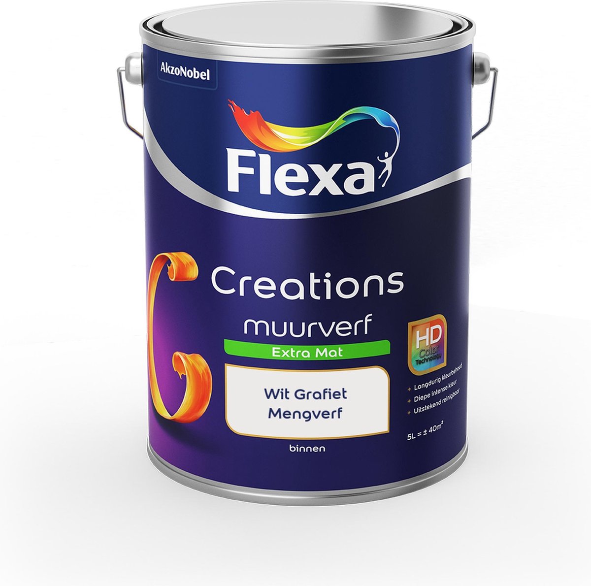 Flexa Creations Muurverf - Extra Mat - Mengkleuren Collectie - Wit Grafiet - 5 liter