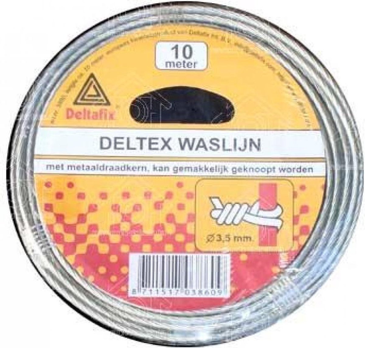 Deltafix Waslijn 10M. metaaldraadkern 3.5mm. Deltex.