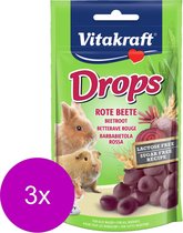 Vitakraft Knaagdier Drops - Knaagdiersnack - 3 x Rode Biet Lactose Vrij