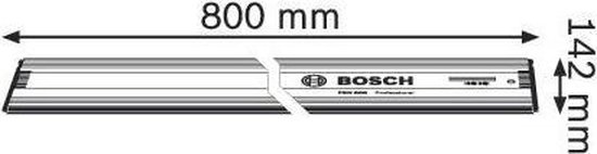 Technische tekening van Bosch Professional FSN RA 32 800 geleiderail, 800 x 142 mm.
