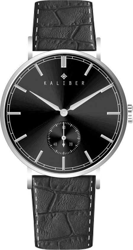 Kaliber 7KA SET012 Horloge Set met Armbanden - Leren Band - Ø 40 mm - Zwart / Zilverkleurig - Kaliber