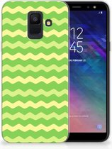 Geschikt voor Samsung Galaxy A6 (2018) TPU Hoesje Design Waves Green