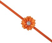 Haarband dun met mooie bloem - Oranje