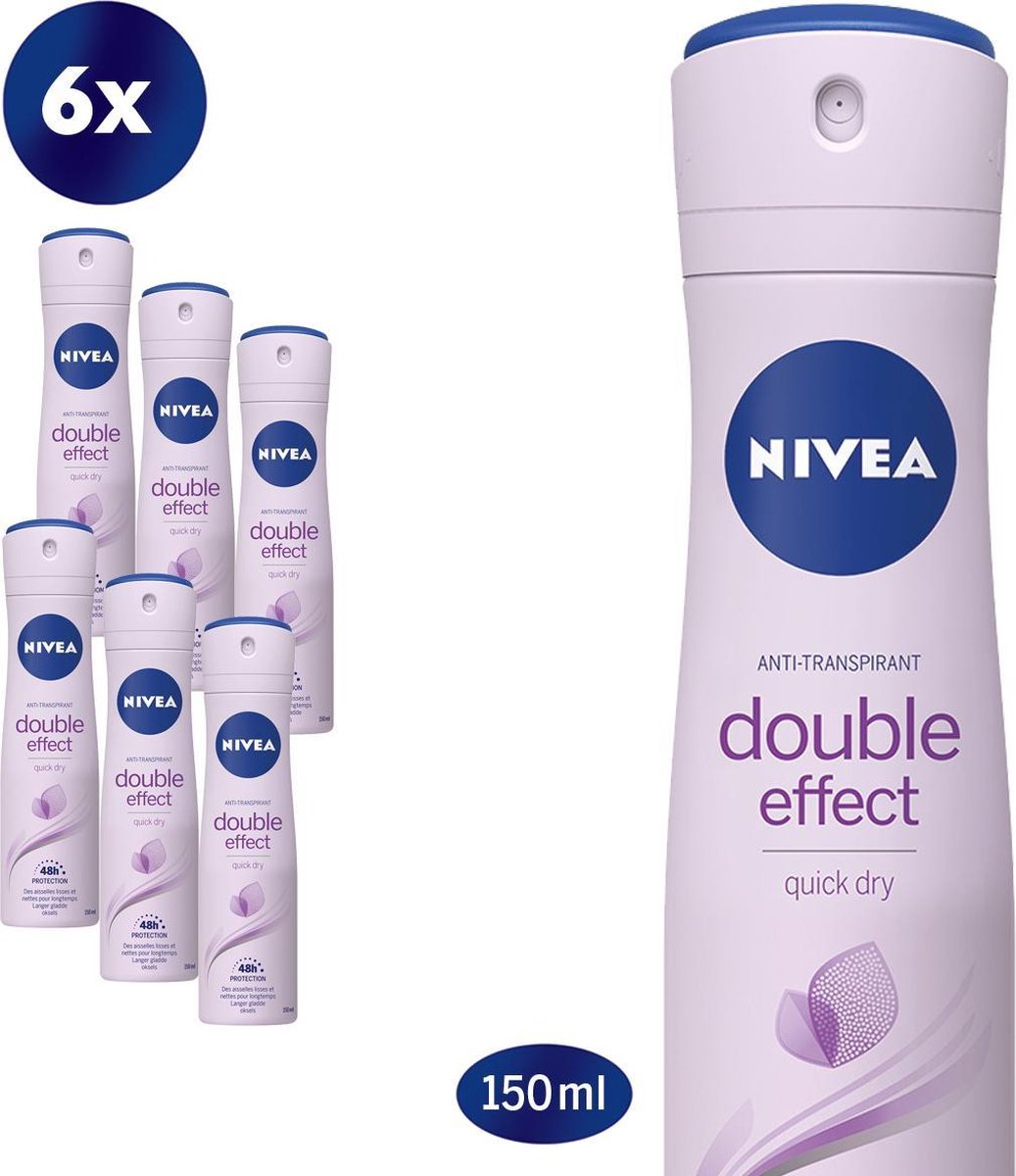 NIVEA Double Effect 6 x 150 ml - Voordeelverpakking - Deodorant Spray | bol.com