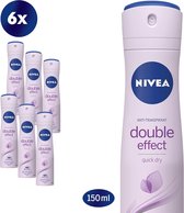 NIVEA Double Effect - 6 x 150 ml - Voordeelverpakking - Deodorant Spray