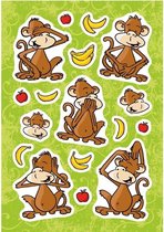 17x  Apen stickers met 3D effect met zacht kunststof - kinderstickers - stickervellen - knutselspullen