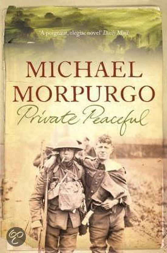 Couverture du livre 'Private Peaceful' de Michael Morpurgo, représentant deux soldats en uniforme de la Première Guerre mondiale.