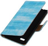 Hagedis Bookstyle Wallet Case Hoesje Geschikt voor Huawei Ascend Y560 / Y5 Turquoise