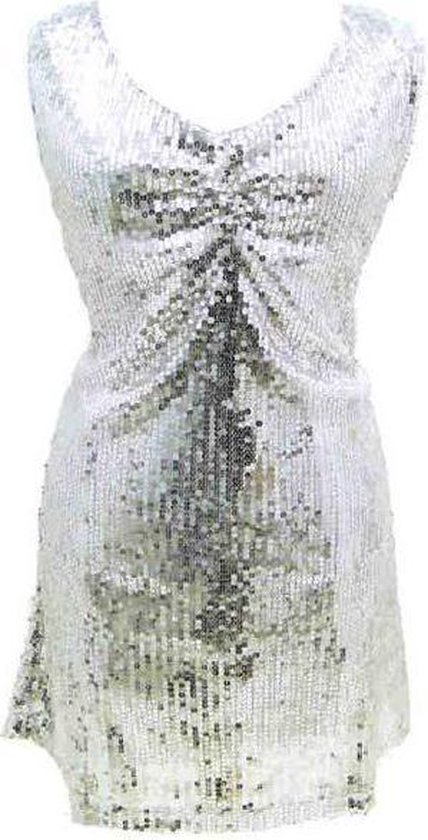 vat Ooit overal Pailletten jurk stretch zilver Maat L - XL | bol.com