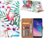 Flamingo Boekmodel Hoesje Samsung Galaxy A6 Plus - Roze