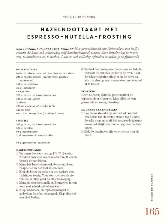Receptpagina voor Hazelnoottaart met espresso-nutella-frosting.
