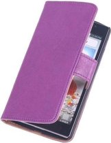 BestCases LG G2 - Paars Echt Leer/Lederen Stand Hoesje - Book Case Wallet Cover