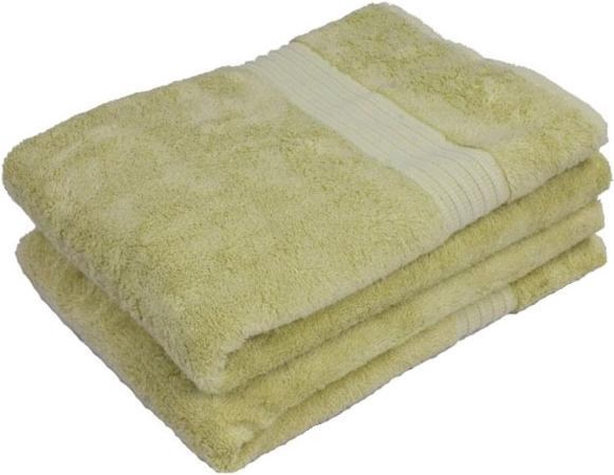 2 Stuks Groene Bamboe Handdoek 70x140 cm 500Gr m²