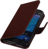 Bruin Smartphone TPU Booktype Samsung Galaxy J1 2015 Wallet Cover Hoesje