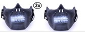 2x Half masker onderkaak skull zwart