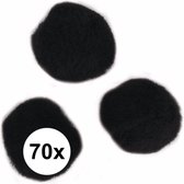 70x pompons artisanaux 7 mm noir