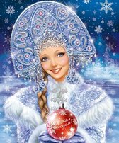 Peinture au diamant - Reine d'hiver avec boule de Noël - 40x30cm