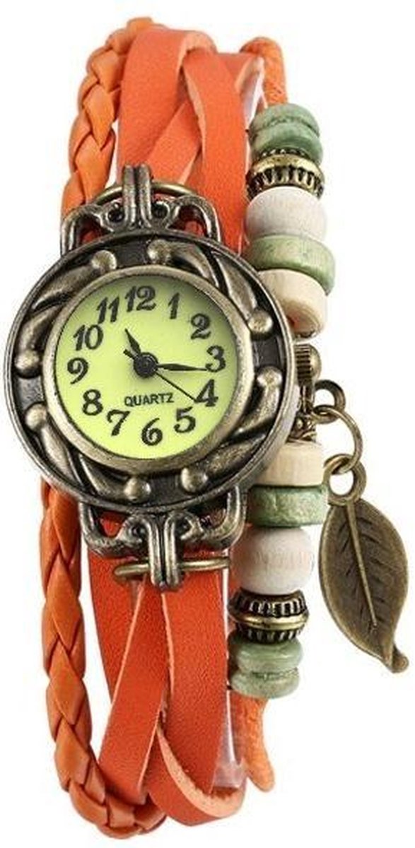 Fako® - Armband Horloge - Blad - Oranje
